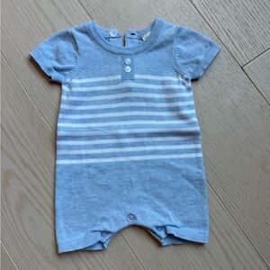 Blue and White Striped Baby Romper